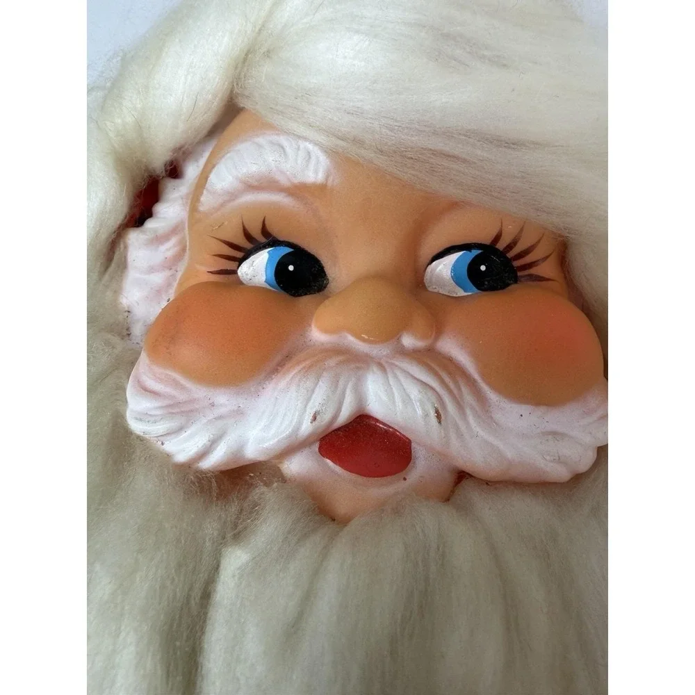 Vintage Santa Claus Head Face Musical Pull String‎ Works Japan NEEDS CLEANING